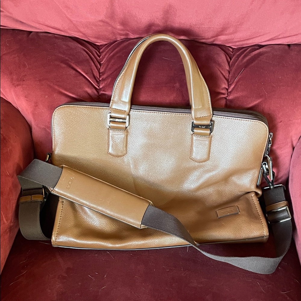 Tumi Tan Leather Laptop Bag